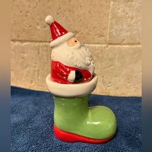 Vintage Santa Claus and Boot Salt and Pepper Shaker Set.